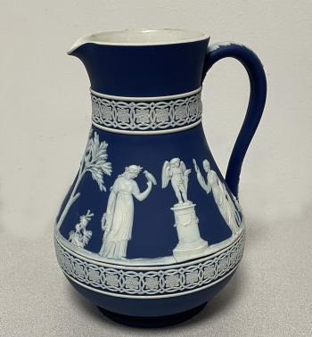Image of Wedgwood large blue Jasperware jug
