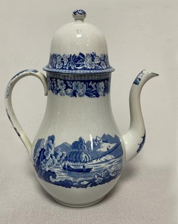 Image of Staffordshire blue and white earthenware coffeepot c1815