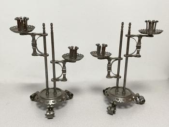 Image of Rare Arts and Crafts wrought steel candlestickss c1900