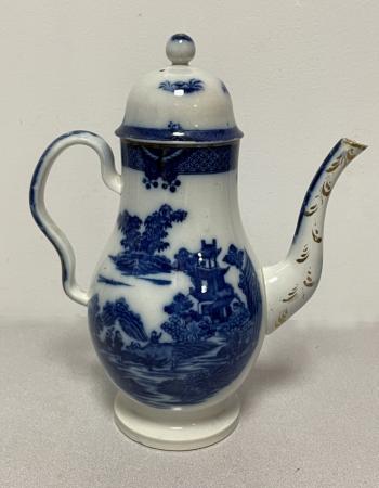 Image of Staffordshire blue and white coffee pot c1795