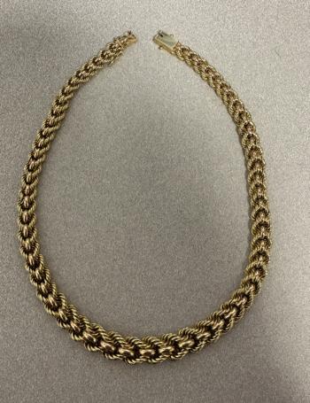 Image of Fine 14k yellow and rose gold rope weave necklace