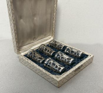 Image of Set of 6 sterling sleeve tequila glasses c1950