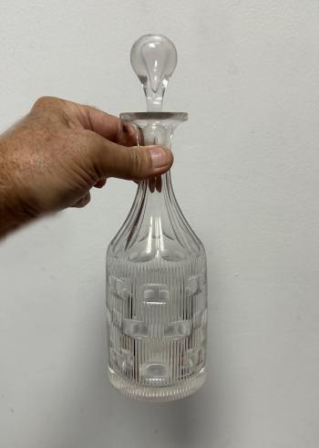 Image of Early 19thc English blown and cut glass decanter