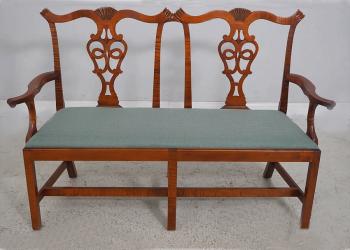 Image of Eldred Wheeler Chippendale settee in tiger maple