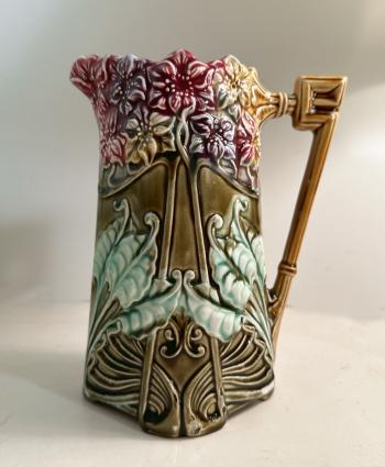 Image of Frie Onnaing French majolica pitcher c1890