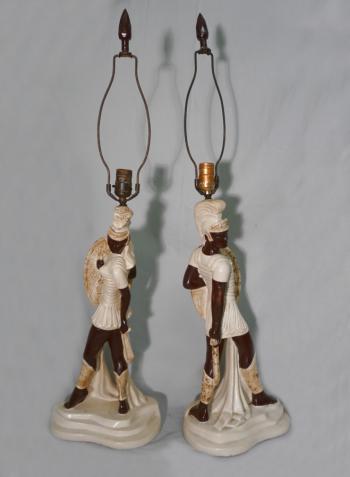 Image of Vintage Reglor Mid Century Modern pair gladiator lamps
