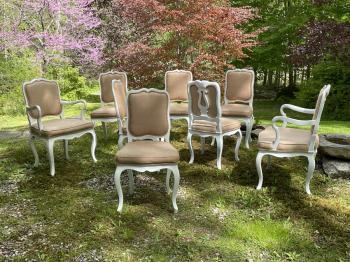 Image of Country French dining chairs in white paint