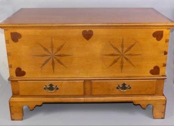 Image of Eldred Wheeler  Nantucket  Chippendale style blanket chest with hearts and compass