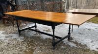 Lawrence Crouse tiger maple harvest table with two leaves