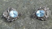 Antique Guilermo Peruzzi silver aqua marine earrings