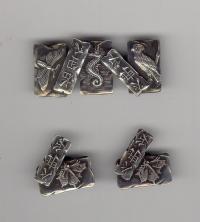 Japanese design sterling silver cuff links and brooch