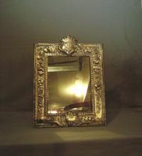 19thc silver plated continental dresser mirror with crown crest