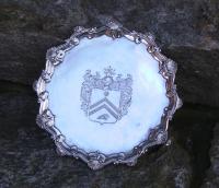English Silver engraved footed salver London 1844 to 1845