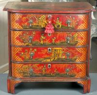 Centennial  English chinoiserie decorated red lacquer chest