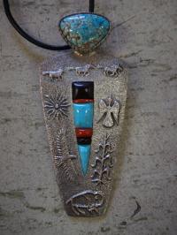 Darryl Begay silver Native American Indian pendant
