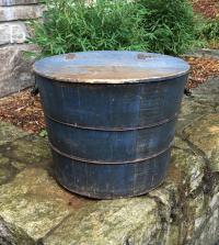 Antique wooden bucket in original blue paint c1900