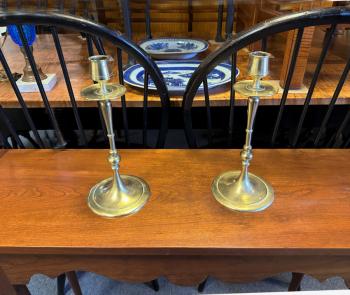 Image of Continental brass candlesticks c1900