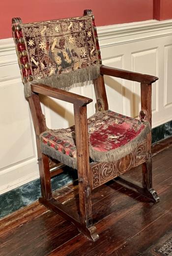 Image of 16thc Spanish walnut friars chair