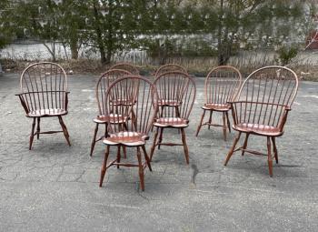 Image of Set of 8 vintage D R Dimes bamboo Windsor chairs