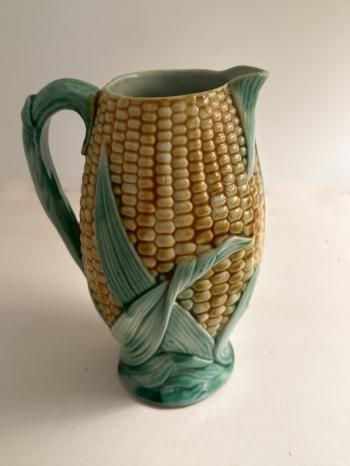 Image of English Majolica corn pitcher c1880