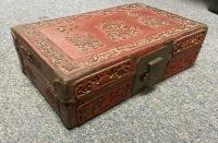 Early 19thc Chinese carved leather box