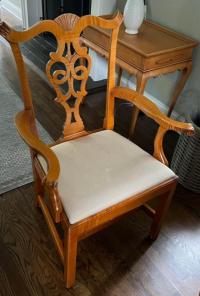 Eldred Wheeler tiger maple Chippendale arm chair