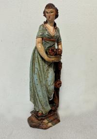 Italian carved wood figure of a woman c1820