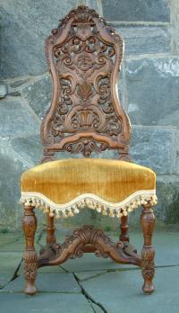 Antique German carved walnut side chair