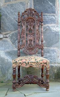 Antique German carved walnut side chair