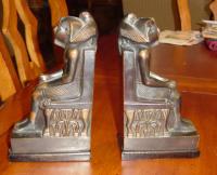 Egyptian bronze plated desk bookends c1910