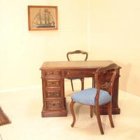 Antique American Victorian partners desk flat top walnut c1870