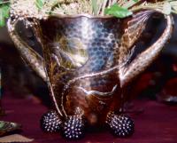 Tiffany Sterling silver centerpiece with leaves and gold wash c1885