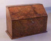 English burl wood table top desk and letter holder