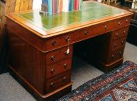 Antique William lV double pedestal leather top mahogany desk