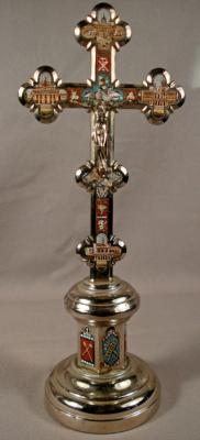 A Grand Tour micro mosaic silver plated crucifix
