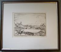 The Marne Chateau Thierry drypoint etching Lester Hornby c1918