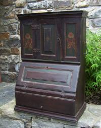 English 1829 painted pine paymasters desk