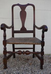 Wallace Nutting Spanish foot fiddle back arm chair c1929