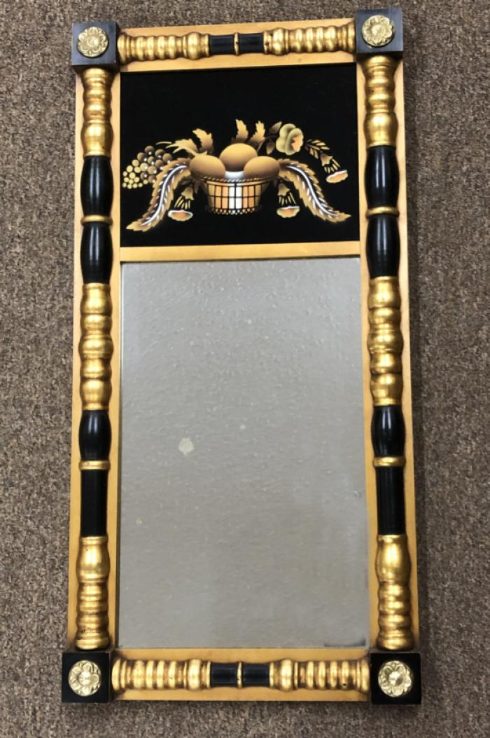 Vintage Hitchcock mirror with painted glass panel