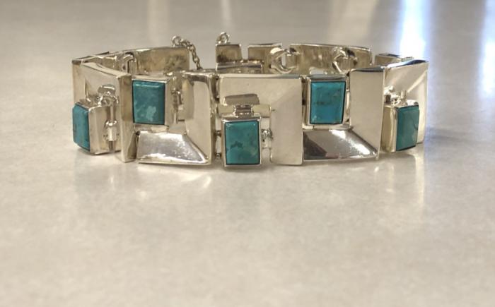 Taxco sterling turquoise bracelet c1980