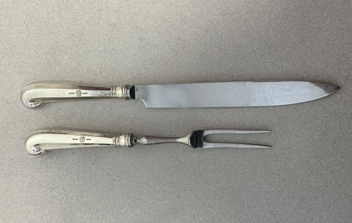 Stieff sterling silver carving set for Colonial Willamsburg