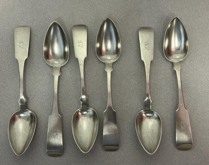 Six American coin silver spoons c1835