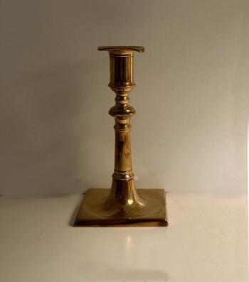 Image of English brass push up candlestick c1740