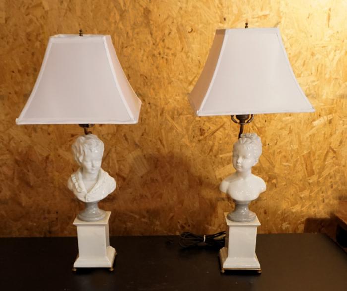 Pair of F Kessler porcelain figural lamps c1950