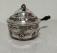 German silver covered warming pot with turned wood handle
