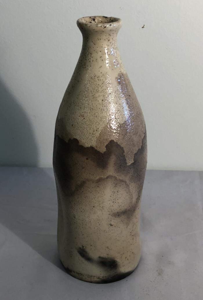 19th c Japanese sake bottle with calligraphy