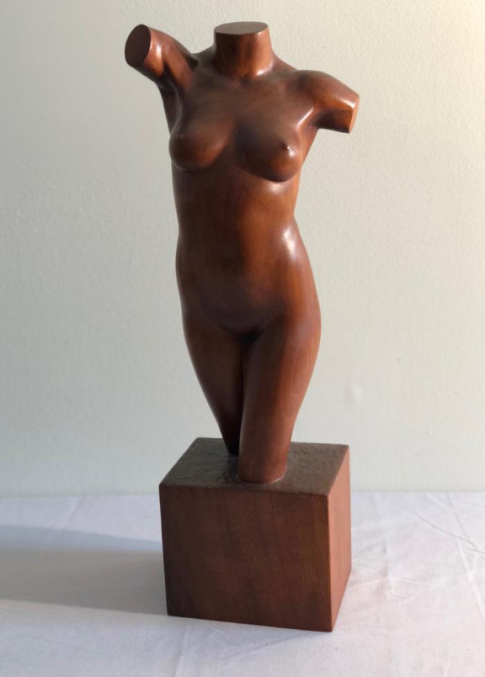 Norman Legassie Sculpture nude female torso wood carving 1991