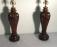 Pair of carved Indian padouk wood lamps