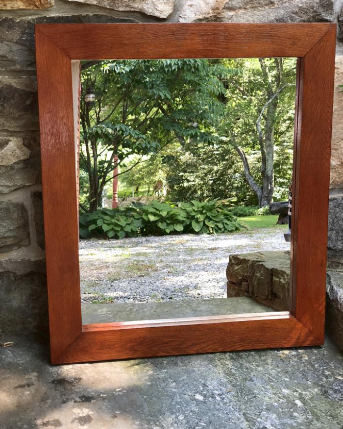 Solid oak mission style wall mirror