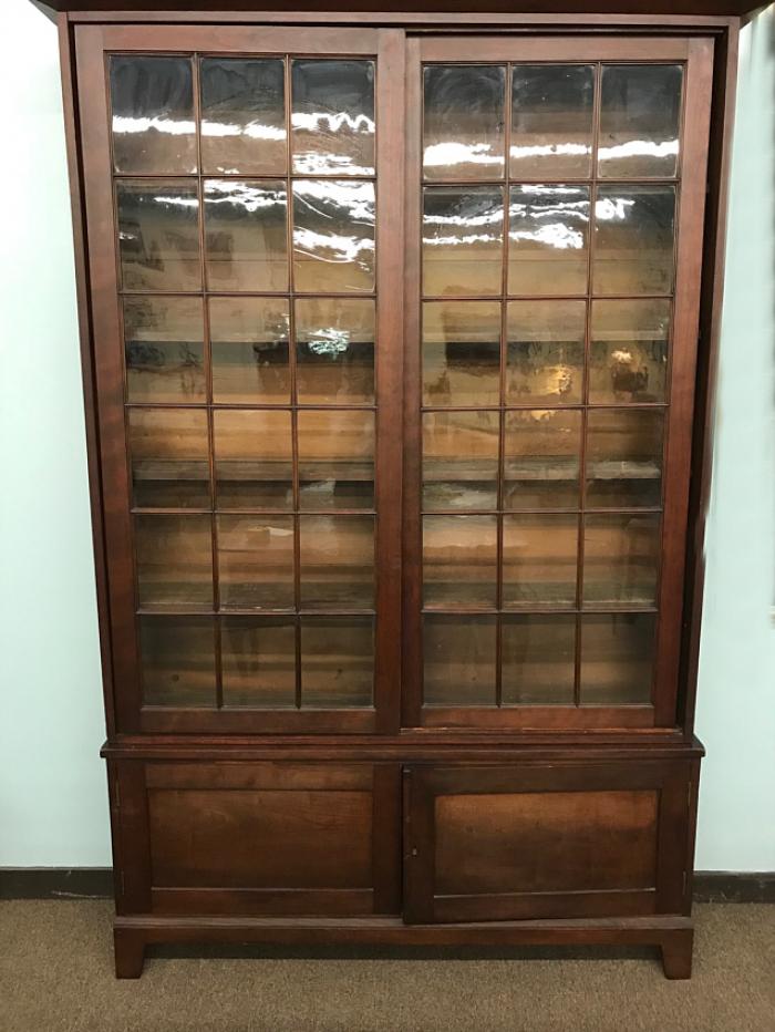 American cherry bookcase with sliding doors c1830